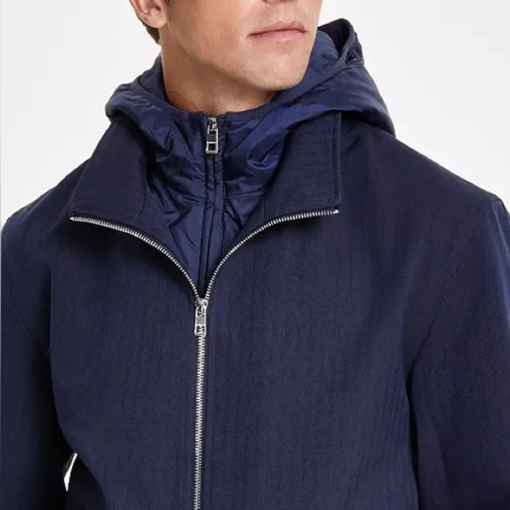 Michael Kors Men's Mixed-Media Full Zip Jacket in Midnight/Navy, Size XXL, NWT